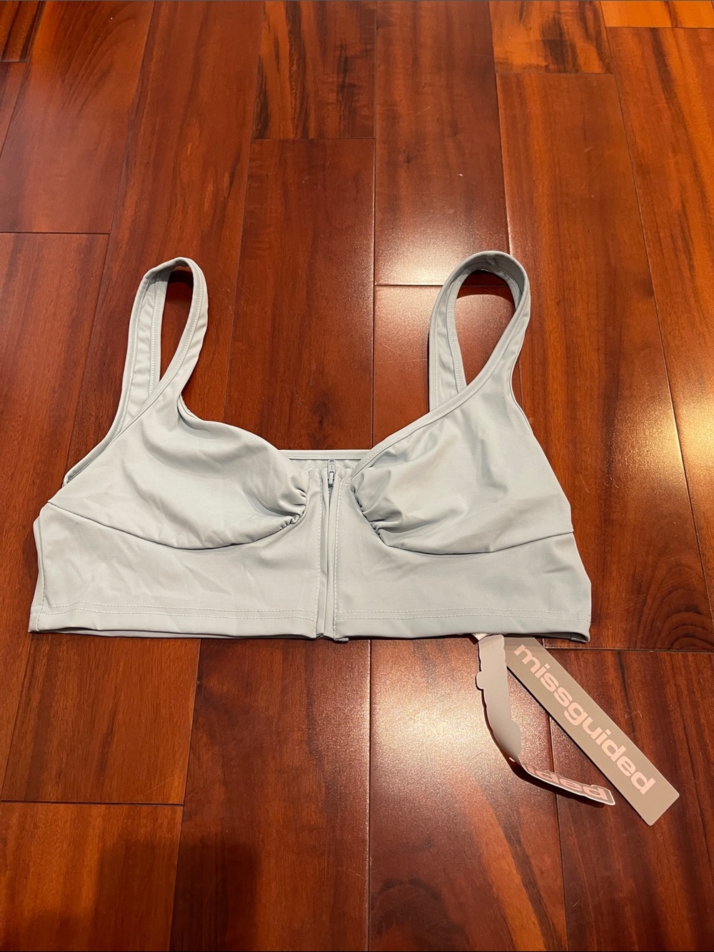 Missguided sky blue Front Zip Bralette XL